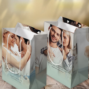 Sac Cadeau Moyen Moderne 2 Photo Overlay Merci Beaucoup de Mariage