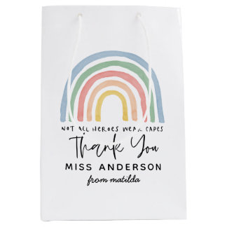 Sac Cadeau Moyen Moderne aquarelle arc-en-ciel professeur merci cad