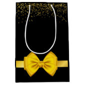 Sac Cadeau Moyen Moderne chic noir et or (Devant)