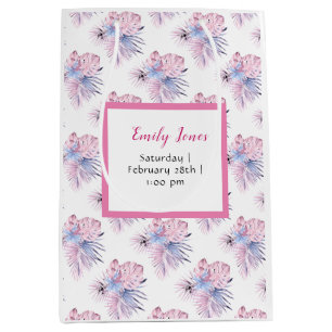 Sac Cadeau Moyen Moderne couleur pastel rose tropical oh baby showe