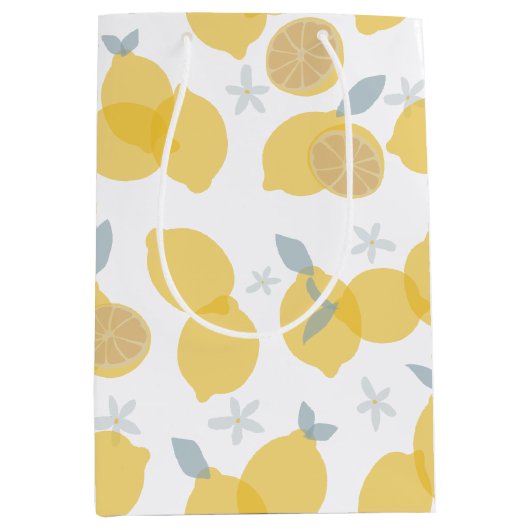 Sac Cadeau Moyen Moderne Pastel Citrus Lemons Motif (Devant)
