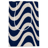 Sac Cadeau Moyen Moderne Rétro Été Bleu Vagues (Devant)