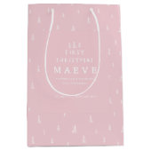Sac Cadeau Moyen moderne rose pâle premier Noël (Devant)