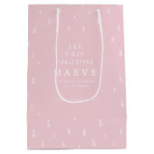 Sac Cadeau Moyen moderne rose pâle premier Noël (Dos)