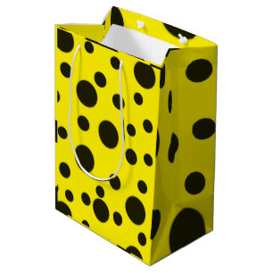Sac Cadeau Moyen Moderne Simple Noir pois motif jaune point