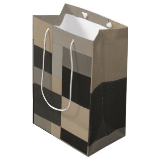 Sac Cadeau Moyen Moderne Taupe & Charbon Géométrique