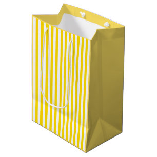 Sac Cadeau Moyen Moderne Yellow White Stripes Modèle Élégant