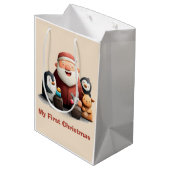Sac Cadeau Moyen Mon premier Noël mignon Père Noël & Animaux (Dos Angle)