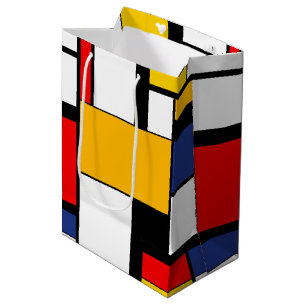 Sac Cadeau Moyen Mondrian géométrique Composition minimaliste moder