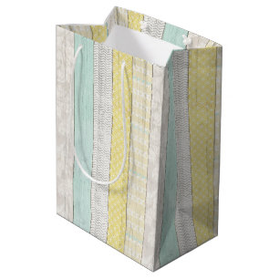 Sac Cadeau Moyen Monnaie et Jaune Géométrique Baby shower en Bois R