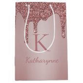 Sac Cadeau Moyen Monogramme à étincelles de Parties scintillant or  (Devant)