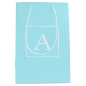 Sac Cadeau Moyen Monogramme bleu ciel simple (Devant)