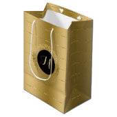 Sac Cadeau Moyen monogramme brillant à bandes faux or (Devant Angle)