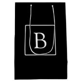 Sac Cadeau Moyen Monogramme classique simple | Texte noir et blanc (Dos)