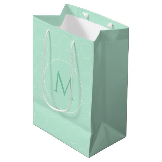 Sac Cadeau Moyen Monogramme couleur verte à la menthe tendance Modè (Devant Angle)