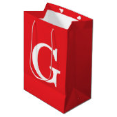Sac Cadeau Moyen Monogramme de lettre initiale rouge blanc simple (Devant Angle)
