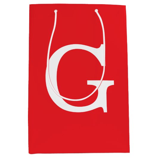 Sac Cadeau Moyen Monogramme de lettre initiale rouge blanc simple (Devant)
