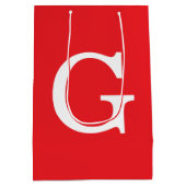 Sac Cadeau Moyen Monogramme de lettre initiale rouge blanc simple (Dos)