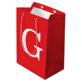 Sac Cadeau Moyen Monogramme de lettre initiale rouge blanc simple (Dos Angle)