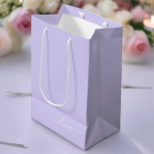 Sac Cadeau Moyen Monogramme de nom féminin écriture moderne violet 