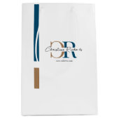 Sac Cadeau Moyen Monogramme d'or bleu simple (Devant)
