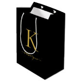 Sac Cadeau Moyen Monogramme d'or noir moderne (Dos Angle)