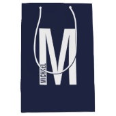 Sac Cadeau Moyen Monogramme et nom personnalisés modernes (Devant)