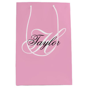 Sac Cadeau Moyen Monogramme fantaisie noir et blanc Rose
