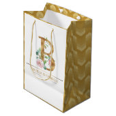 Sac Cadeau Moyen monogramme floral or B (Devant Angle)