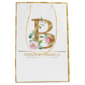 Sac Cadeau Moyen monogramme floral or B (Devant)