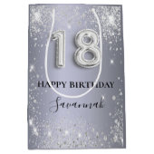 Sac Cadeau Moyen monogramme glamour parties scintillant argent 18e (Devant)