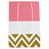 Sac Cadeau Moyen Monogramme Gold Chevron avec nuptiale rose (Dos)