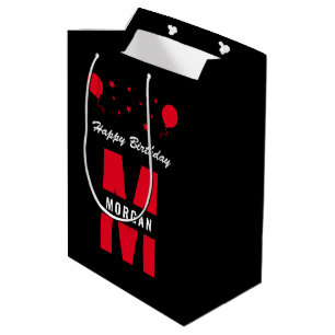 Sac Cadeau Moyen Monogramme Joyeux Anniversaire N'Importe Quel Âge