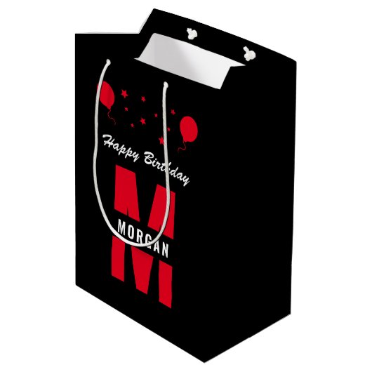 Sac Cadeau Moyen Monogramme Joyeux Anniversaire N'Importe Quel Âge (Dos Angle)