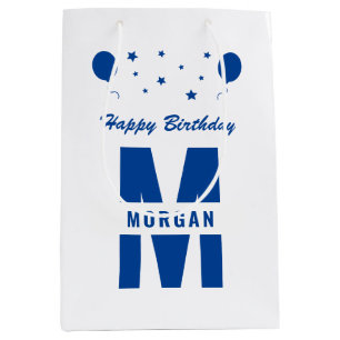 Sac Cadeau Moyen Monogramme Joyeux Anniversaire N'Importe Quel Âge