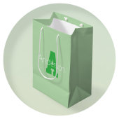 Sac Cadeau Moyen Monogramme Moderne Gras | Vert Pâle et Kelly