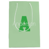 Sac Cadeau Moyen Monogramme Moderne Gras | Vert Pâle et Kelly (Devant)