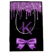 Sac Cadeau Moyen Monogramme noir violet parties scintillant merci p (Devant)