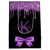Sac Cadeau Moyen Monogramme noir violet parties scintillant merci p (Dos)