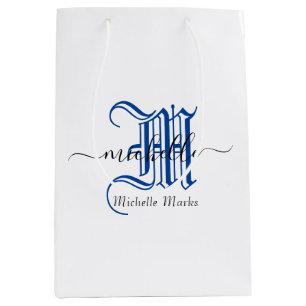 Sac Cadeau Moyen monogramme nom commercial personnalisé initial ble