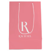 Sac Cadeau Moyen Monogramme Nom Moderne Design Rose (Dos)