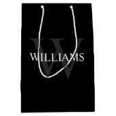 Sac Cadeau Moyen Monogramme personnalisé et nom noir (Devant)