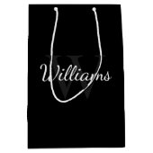 Sac Cadeau Moyen Monogramme personnalisé et nom noir (Devant)