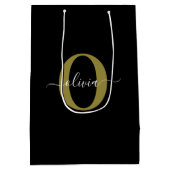Sac Cadeau Moyen Monogramme personnalisé Nom du script Black White  (Dos)