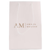 Sac Cadeau Moyen Monogramme Personnalisé Rose Initiale Et Nom (Devant)