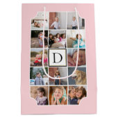 Sac Cadeau Moyen Monogramme photo coins courbés rose pâle (Dos)