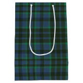 Sac Cadeau Moyen Monogramme préppy vert et bleu plaid (Dos)