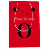 Sac Cadeau Moyen Monogramme Script Bonne Anniversaire Rouge Noir Bl (Devant)