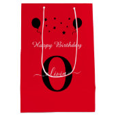 Sac Cadeau Moyen Monogramme Script Bonne Anniversaire Rouge Noir Bl (Dos)