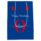 Sac Cadeau Moyen Monogramme Script Joyeux Anniversaire Bleu Blanc R (Dos)